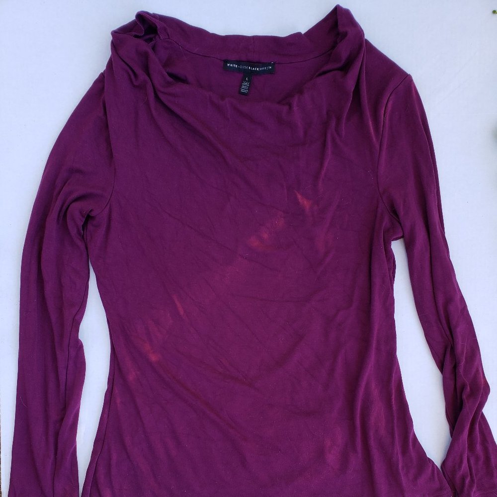 White House Black Market eggplant cowl neck tee